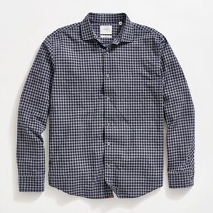 Billy Reid Blue Navy Plaid 100% Cotton Standard Button Down, M